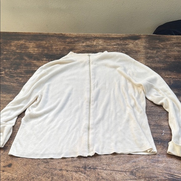 Kathie Lee Collection Sweaters - Vintage Kathi lee collection ivory rhinestone zipper sweater extra large 16/18